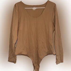 nuuds Tan Long Sleeve Bodysuit
